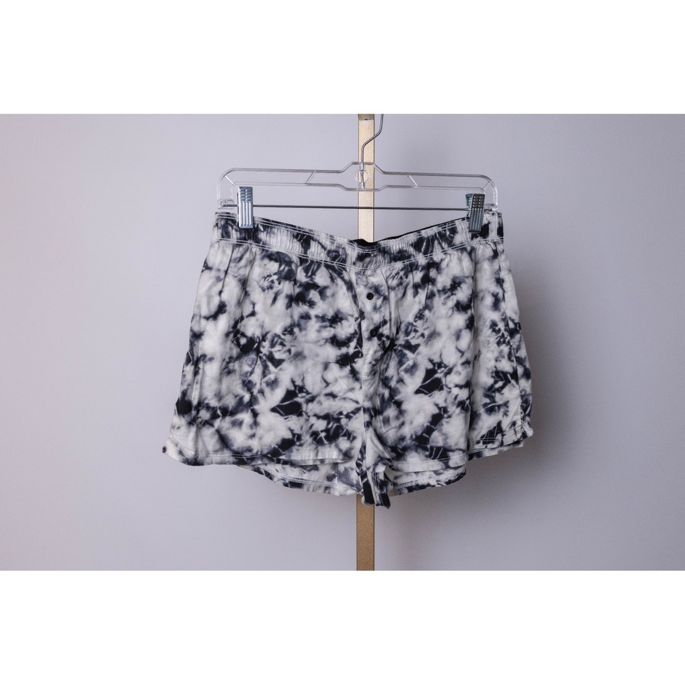 PINK Victoria's Secret Sleep Shorts Black White Tie Dye Logo Lounge Size S